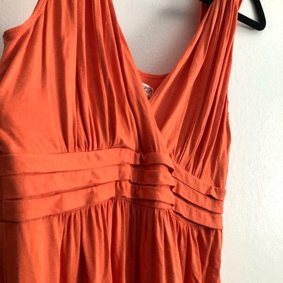 Max Studio Specialty Product Orange Womens MIDI Dress Size L Flowy Summer V neck - Picture 6 of 6